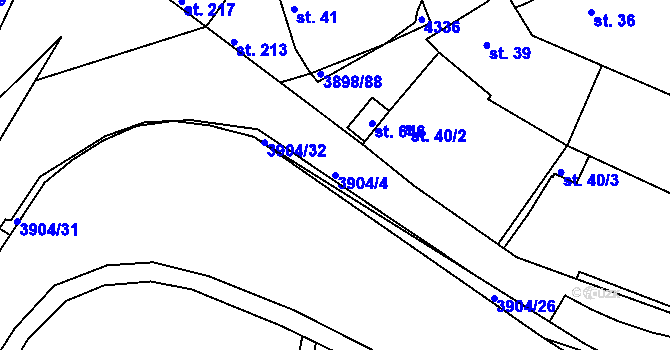 Parcela st. 3904/4 v KÚ Višňové, Katastrální mapa