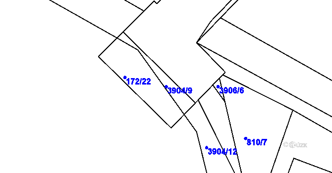 Parcela st. 3904/9 v KÚ Višňové, Katastrální mapa