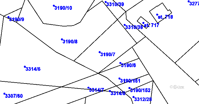 Parcela st. 3190/7 v KÚ Višňové, Katastrální mapa