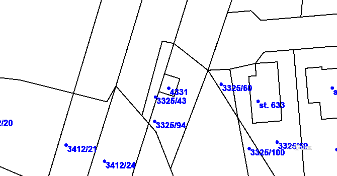 Parcela st. 4331 v KÚ Višňové, Katastrální mapa