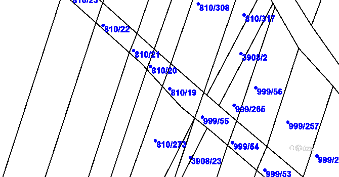 Parcela st. 810/19 v KÚ Višňové, Katastrální mapa