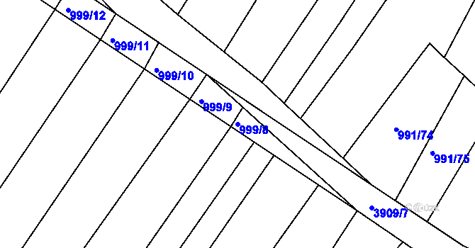 Parcela st. 999/8 v KÚ Višňové, Katastrální mapa