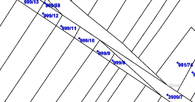 Parcela st. 999/9 v KÚ Višňové, Katastrální mapa