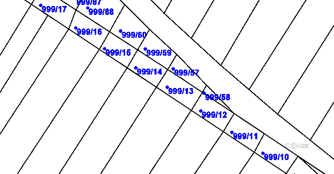 Parcela st. 999/13 v KÚ Višňové, Katastrální mapa