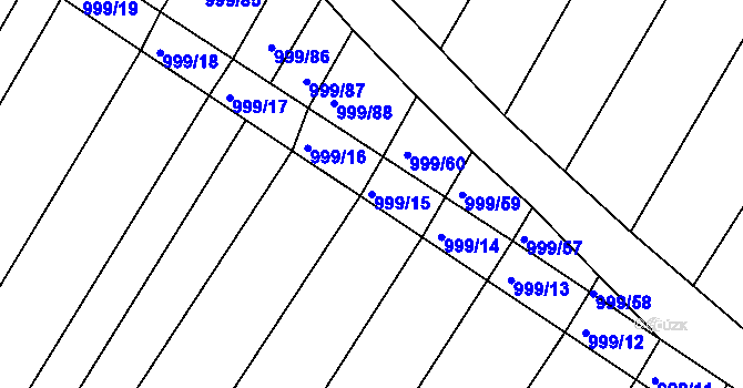 Parcela st. 999/15 v KÚ Višňové, Katastrální mapa