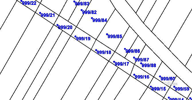 Parcela st. 999/18 v KÚ Višňové, Katastrální mapa