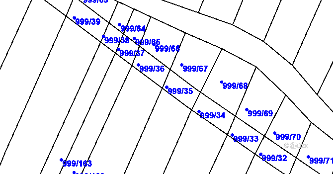 Parcela st. 999/35 v KÚ Višňové, Katastrální mapa