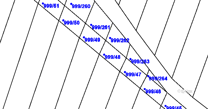 Parcela st. 999/48 v KÚ Višňové, Katastrální mapa