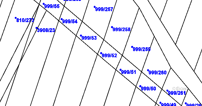 Parcela st. 999/52 v KÚ Višňové, Katastrální mapa