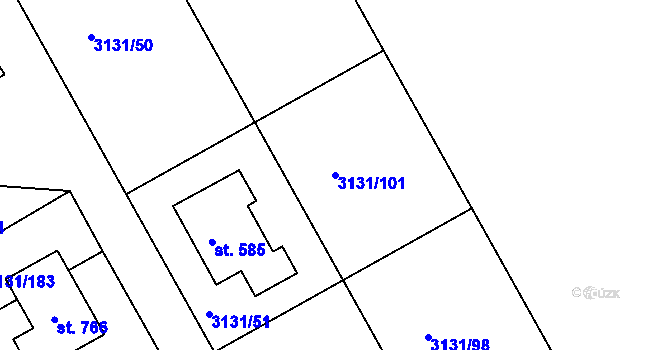 Parcela st. 3131/101 v KÚ Višňové, Katastrální mapa