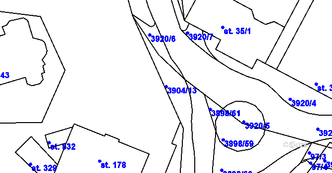 Parcela st. 3904/13 v KÚ Višňové, Katastrální mapa