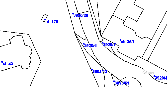 Parcela st. 3920/6 v KÚ Višňové, Katastrální mapa