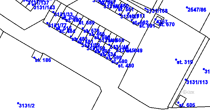 Parcela st. 599 v KÚ Višňové, Katastrální mapa