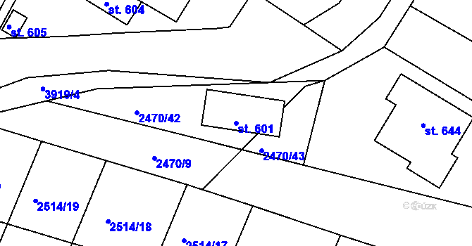 Parcela st. 601 v KÚ Višňové, Katastrální mapa