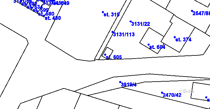 Parcela st. 605 v KÚ Višňové, Katastrální mapa