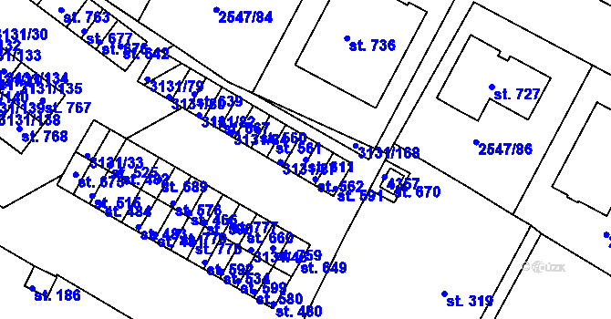Parcela st. 611 v KÚ Višňové, Katastrální mapa
