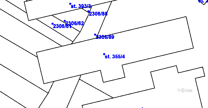 Parcela st. 355/4 v KÚ Višňové, Katastrální mapa