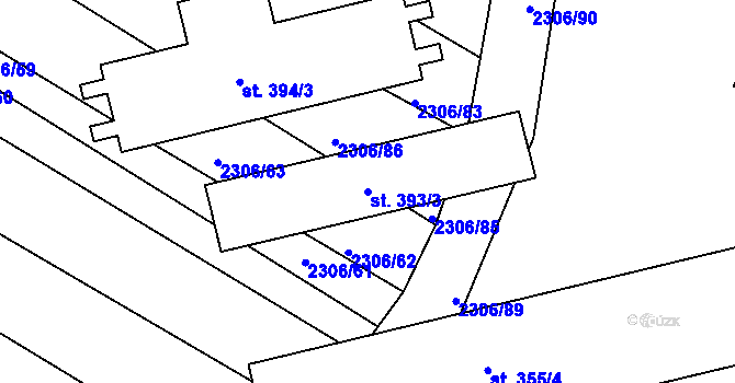 Parcela st. 393/3 v KÚ Višňové, Katastrální mapa