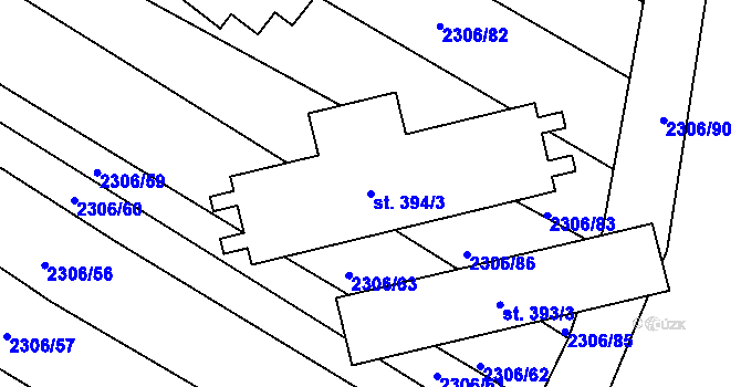 Parcela st. 394/3 v KÚ Višňové, Katastrální mapa