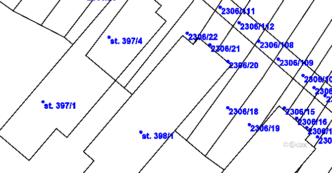 Parcela st. 398/4 v KÚ Višňové, Katastrální mapa