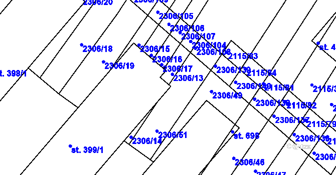 Parcela st. 399/2 v KÚ Višňové, Katastrální mapa