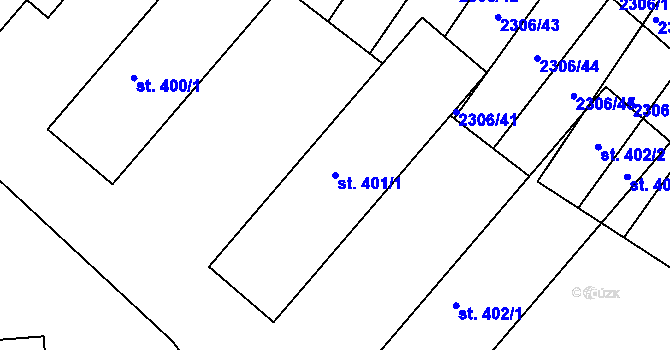 Parcela st. 401/1 v KÚ Višňové, Katastrální mapa