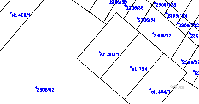 Parcela st. 403/1 v KÚ Višňové, Katastrální mapa