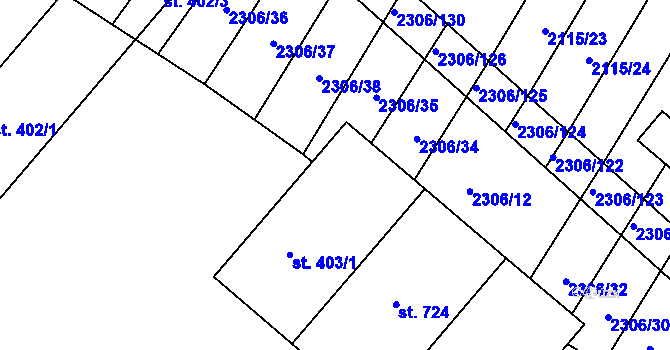 Parcela st. 403/2 v KÚ Višňové, Katastrální mapa