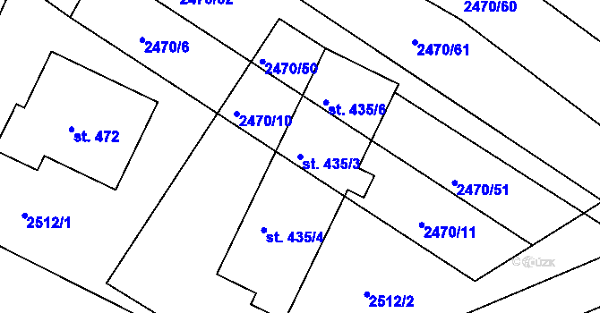 Parcela st. 435/3 v KÚ Višňové, Katastrální mapa