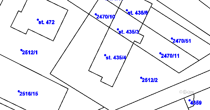 Parcela st. 435/4 v KÚ Višňové, Katastrální mapa