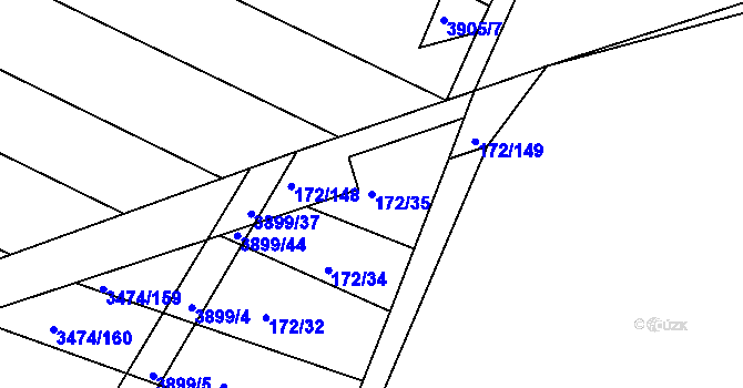 Parcela st. 172/35 v KÚ Višňové, Katastrální mapa