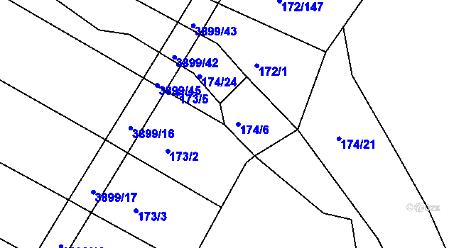 Parcela st. 174/6 v KÚ Višňové, Katastrální mapa