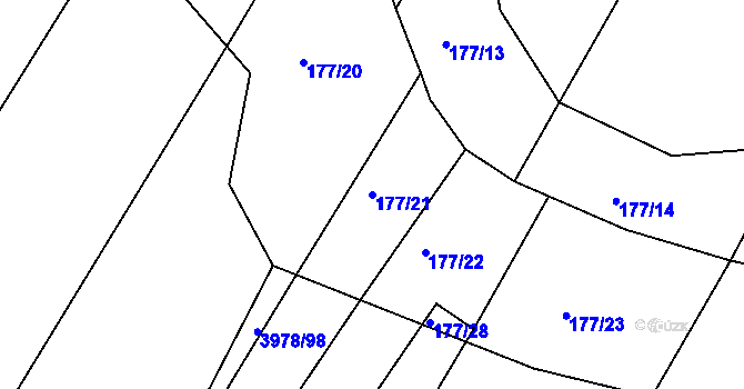 Parcela st. 177/21 v KÚ Višňové, Katastrální mapa