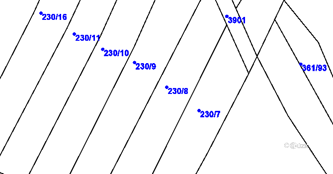Parcela st. 230/8 v KÚ Višňové, Katastrální mapa
