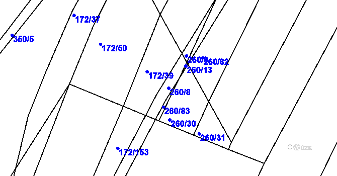 Parcela st. 260/8 v KÚ Višňové, Katastrální mapa