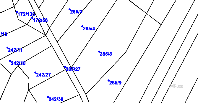 Parcela st. 285/8 v KÚ Višňové, Katastrální mapa