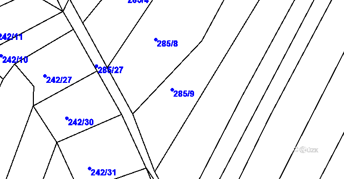 Parcela st. 285/9 v KÚ Višňové, Katastrální mapa