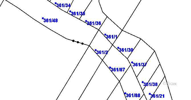 Parcela st. 361/2 v KÚ Višňové, Katastrální mapa