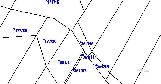 Parcela st. 361/16 v KÚ Višňové, Katastrální mapa