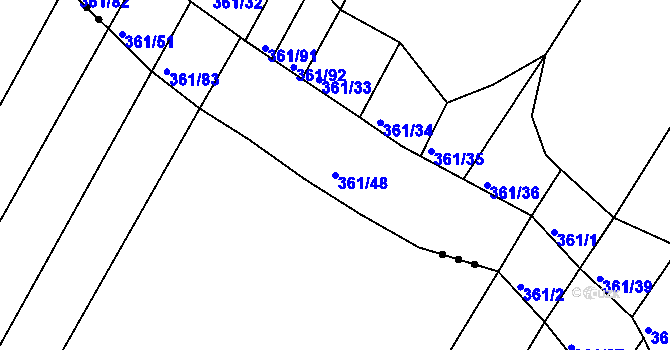 Parcela st. 361/48 v KÚ Višňové, Katastrální mapa