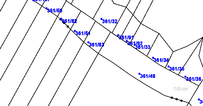 Parcela st. 361/52 v KÚ Višňové, Katastrální mapa