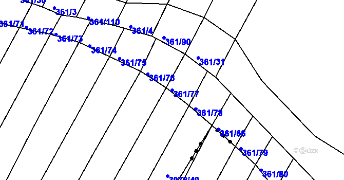 Parcela st. 361/77 v KÚ Višňové, Katastrální mapa