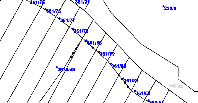 Parcela st. 361/79 v KÚ Višňové, Katastrální mapa