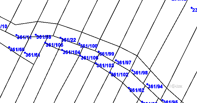 Parcela st. 361/99 v KÚ Višňové, Katastrální mapa