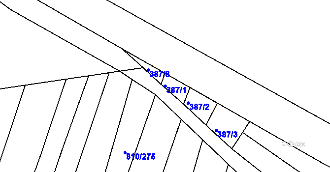 Parcela st. 387/1 v KÚ Višňové, Katastrální mapa