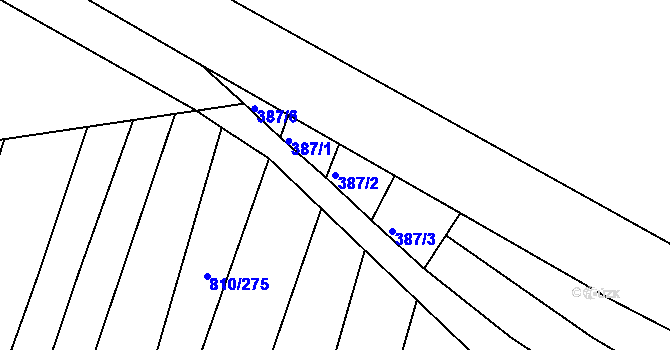 Parcela st. 387/2 v KÚ Višňové, Katastrální mapa
