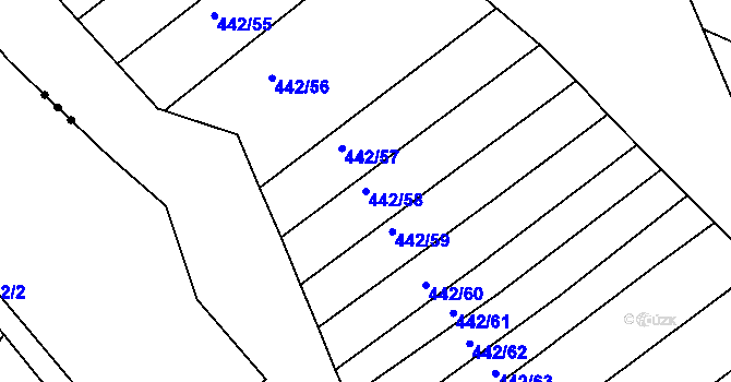 Parcela st. 442/58 v KÚ Višňové, Katastrální mapa