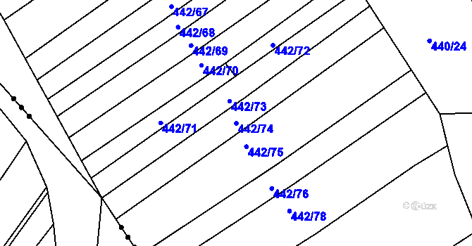 Parcela st. 442/74 v KÚ Višňové, Katastrální mapa