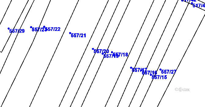 Parcela st. 557/19 v KÚ Višňové, Katastrální mapa