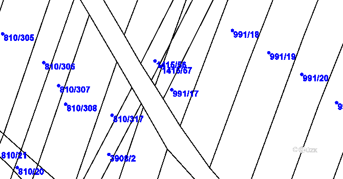Parcela st. 991/17 v KÚ Višňové, Katastrální mapa